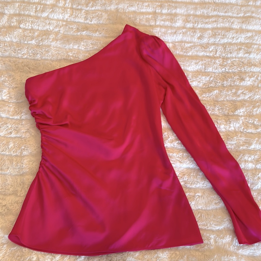 INTERMIX one shoulder silk blouse 0